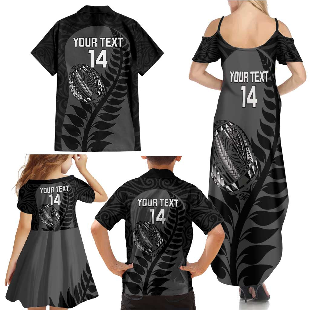 Custom New Zealand Silver Fern Rugby 2025 Family Matching Summer Maxi Dress and Hawaiian Shirt Go Champions Aotearoa Maori Black LT14 - Polynesian Pride