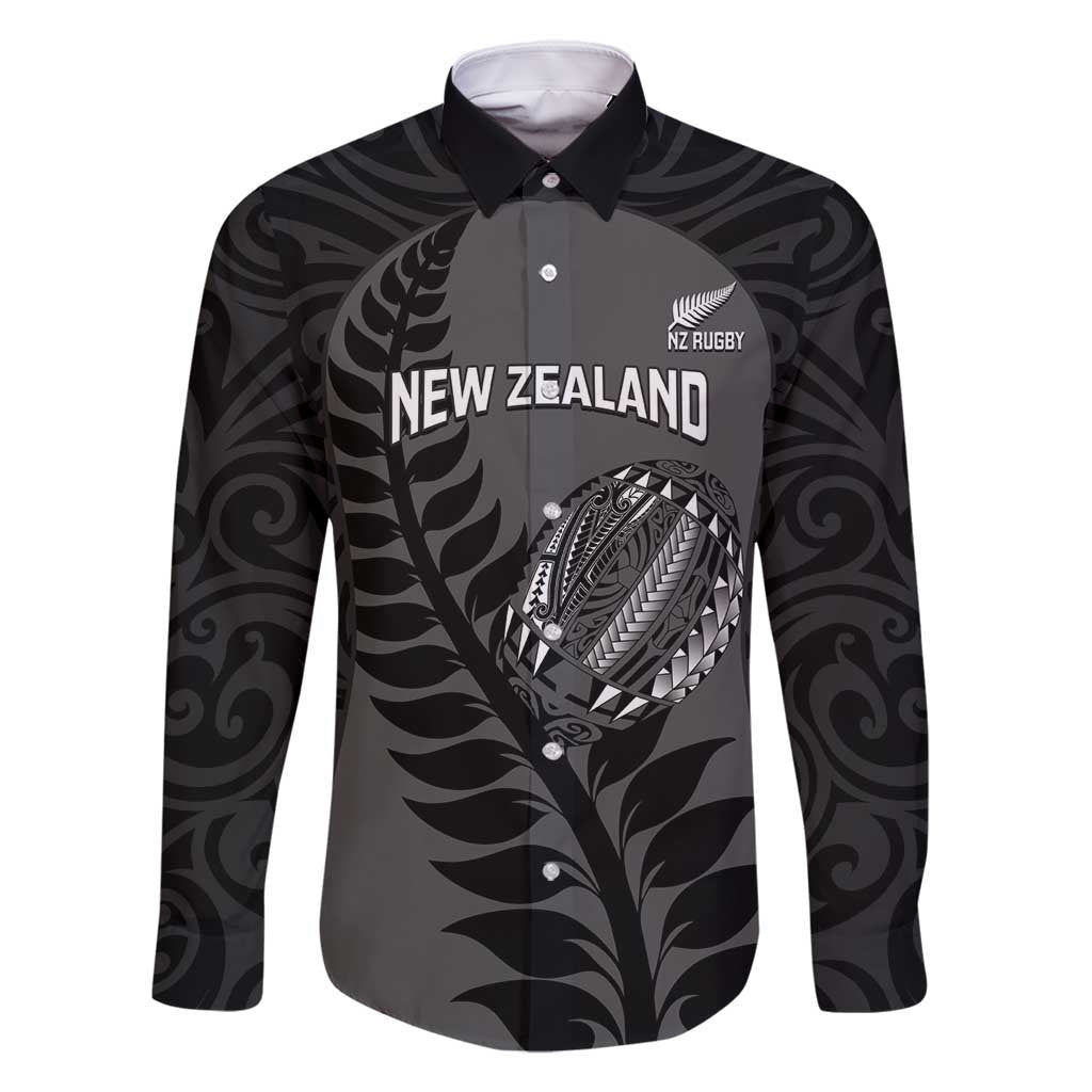 Custom New Zealand Silver Fern Rugby 2025 Family Matching Summer Maxi Dress and Hawaiian Shirt Go Champions Aotearoa Maori Black LT14 Dad's Shirt - Long Sleeve Black - Polynesian Pride