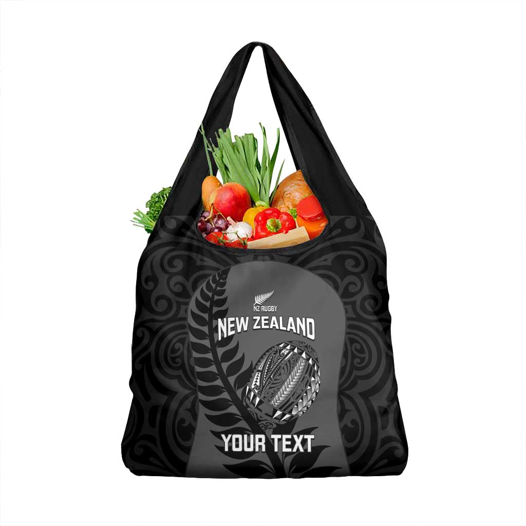 Custom New Zealand Silver Fern Rugby 2025 Grocery Bag Go Champions Aotearoa Maori Black LT14 1-pack One Size Black - Polynesian Pride