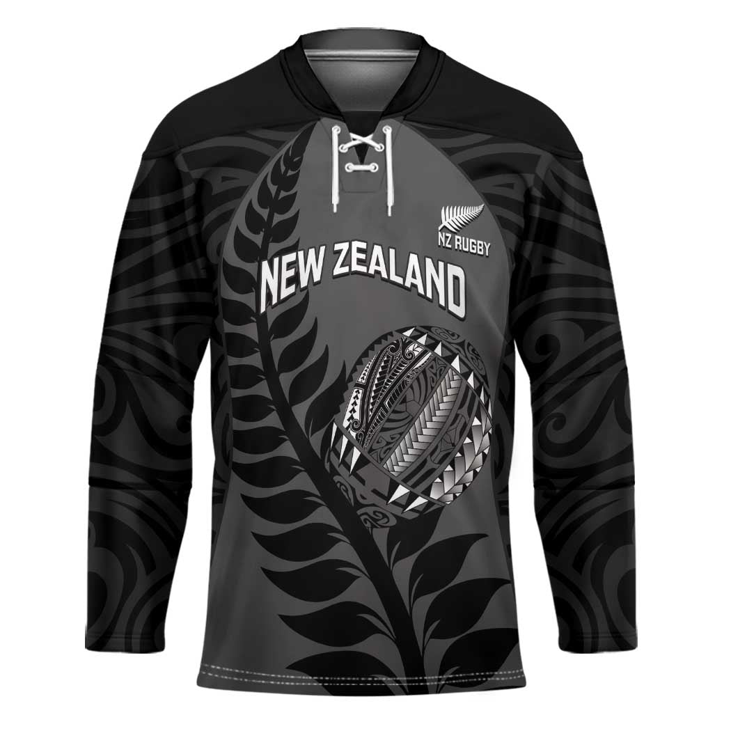 Custom New Zealand Silver Fern Rugby 2025 Hockey Jersey Go Champions Aotearoa Maori Black - Polynesian Pride