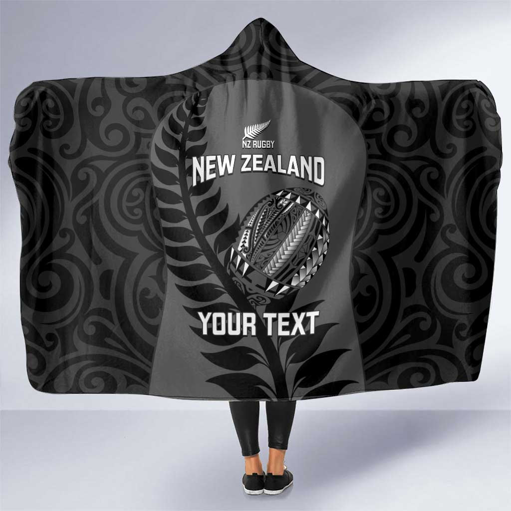 Custom New Zealand Silver Fern Rugby 2025 Hooded Blanket Go Champions Aotearoa Maori Black LT14 One Size Black - Polynesian Pride