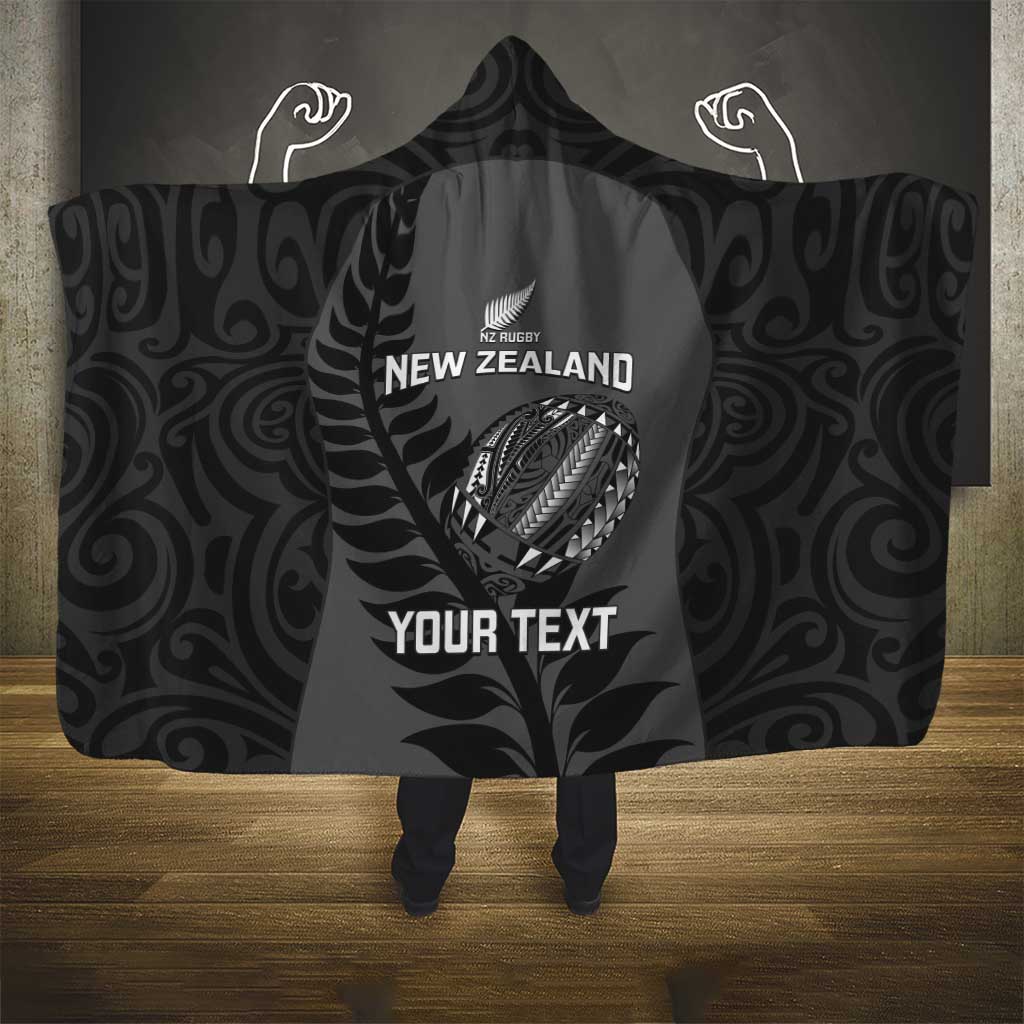 Custom New Zealand Silver Fern Rugby 2025 Hooded Blanket Go Champions Aotearoa Maori Black LT14 - Polynesian Pride