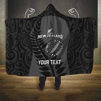 Custom New Zealand Silver Fern Rugby 2025 Hooded Blanket Go Champions Aotearoa Maori Black LT14 - Polynesian Pride
