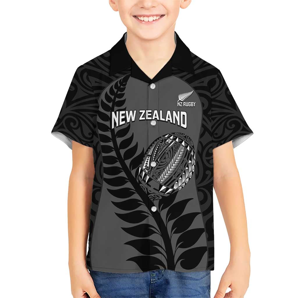 Custom New Zealand Silver Fern Rugby 2025 Kid Hawaiian Shirt Go Champions Aotearoa Maori Black LT14 Kid Black - Polynesian Pride