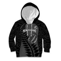 Custom New Zealand Silver Fern Rugby 2025 Kid Hoodie Go Champions Aotearoa Maori Black LT14 Hoodie Black - Polynesian Pride