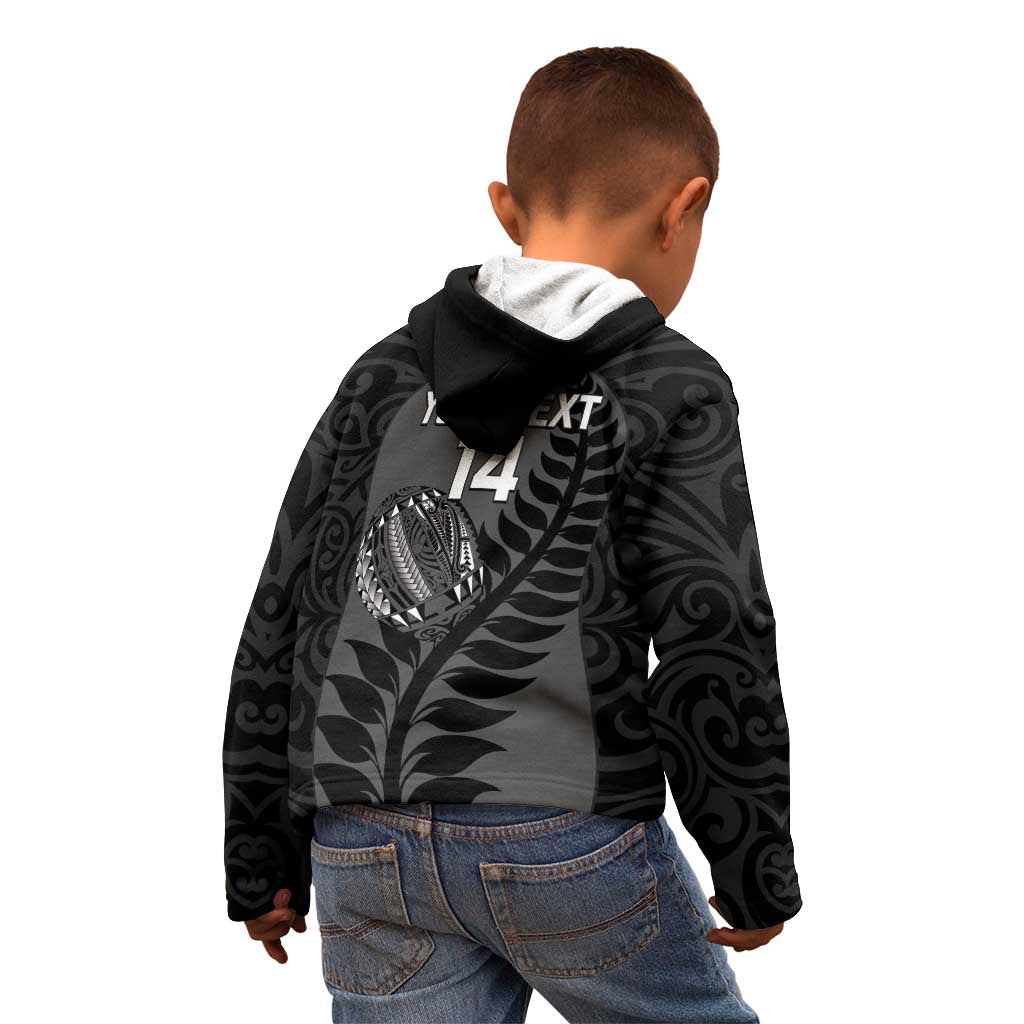 Custom New Zealand Silver Fern Rugby 2025 Kid Hoodie Go Champions Aotearoa Maori Black LT14 - Polynesian Pride