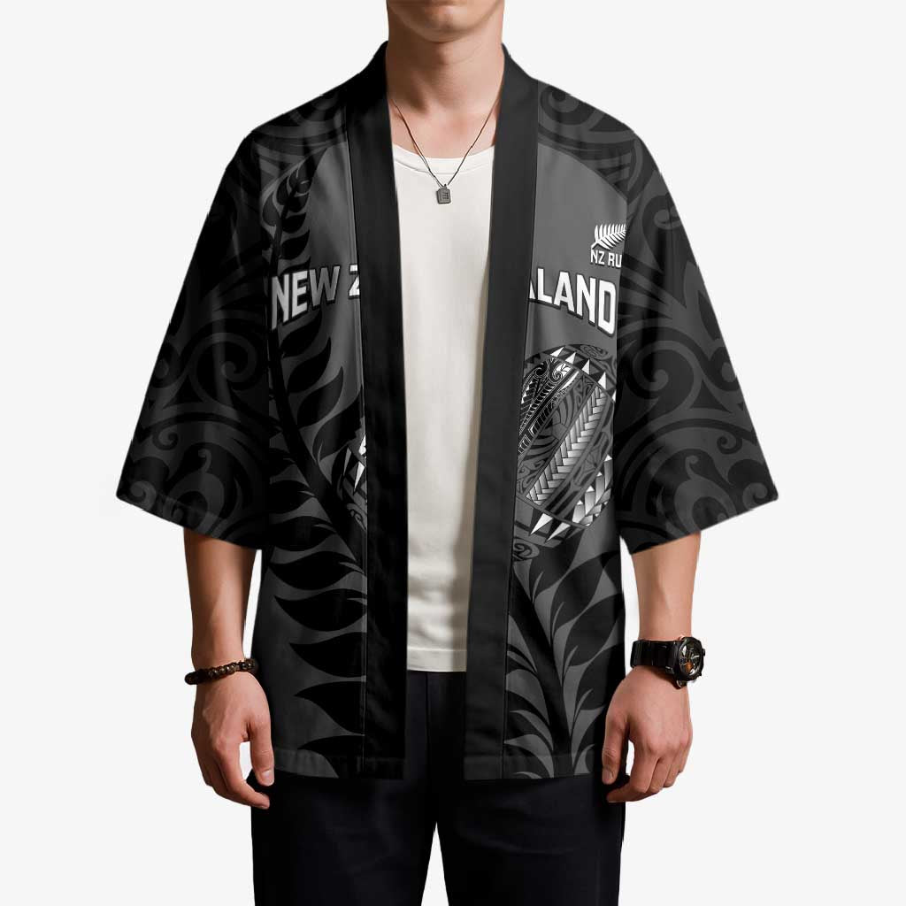 Custom New Zealand Silver Fern Rugby 2025 Kimono Go Champions Aotearoa Maori Black LT14 - Polynesian Pride