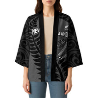 Custom New Zealand Silver Fern Rugby 2025 Kimono Go Champions Aotearoa Maori Black LT14 - Polynesian Pride