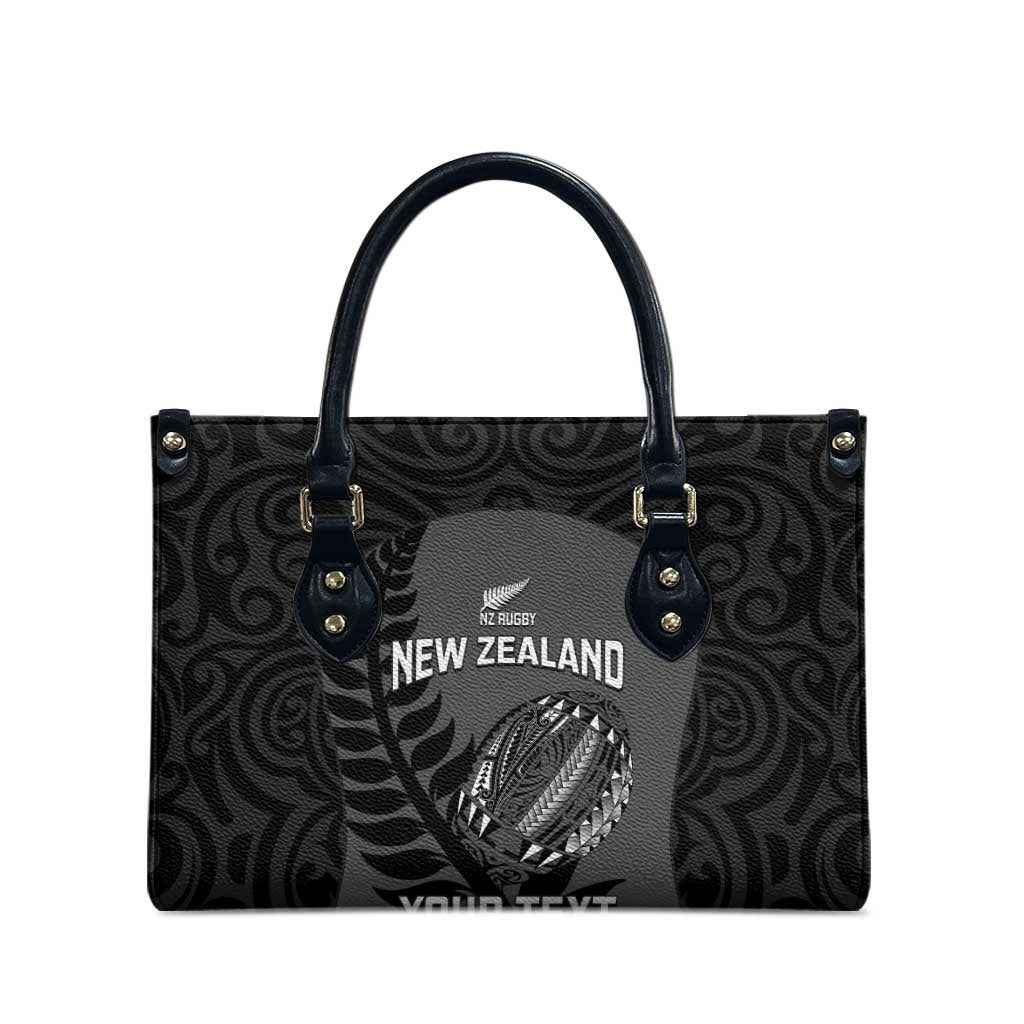 Custom New Zealand Silver Fern Rugby 2025 Leather Bag Go Champions Aotearoa Maori Black LT14 - Polynesian Pride