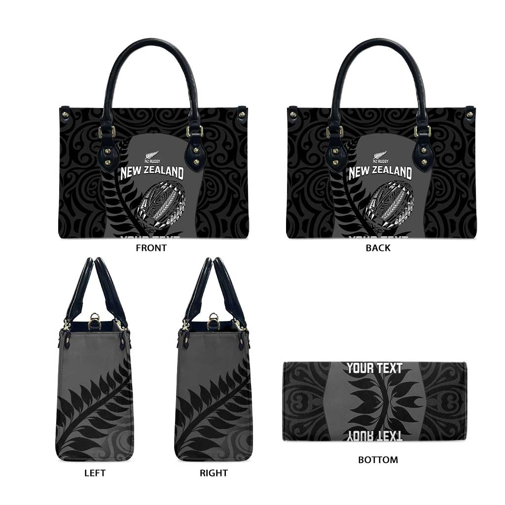 Custom New Zealand Silver Fern Rugby 2025 Leather Bag Go Champions Aotearoa Maori Black LT14 - Polynesian Pride