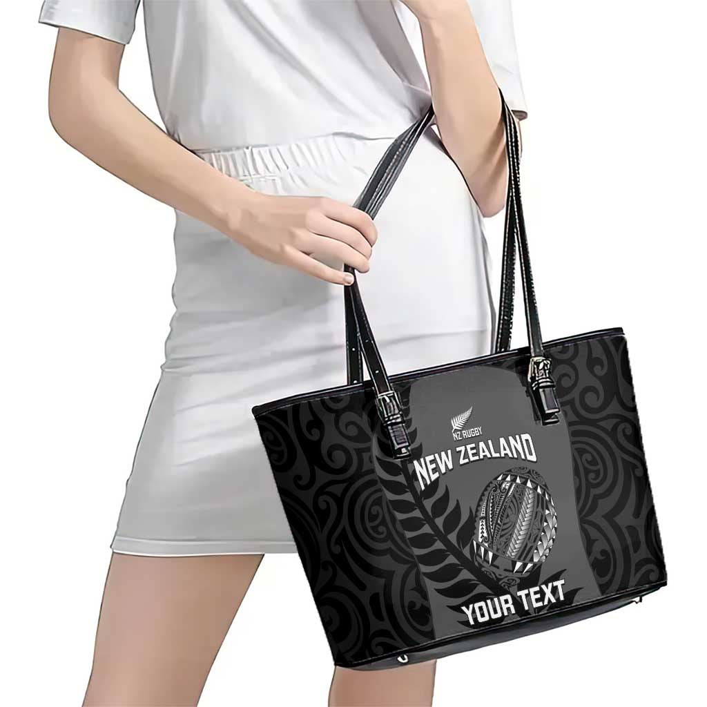 Custom New Zealand Silver Fern Rugby 2025 Leather Tote Bag Go Champions Aotearoa Maori Black LT14 - Polynesian Pride