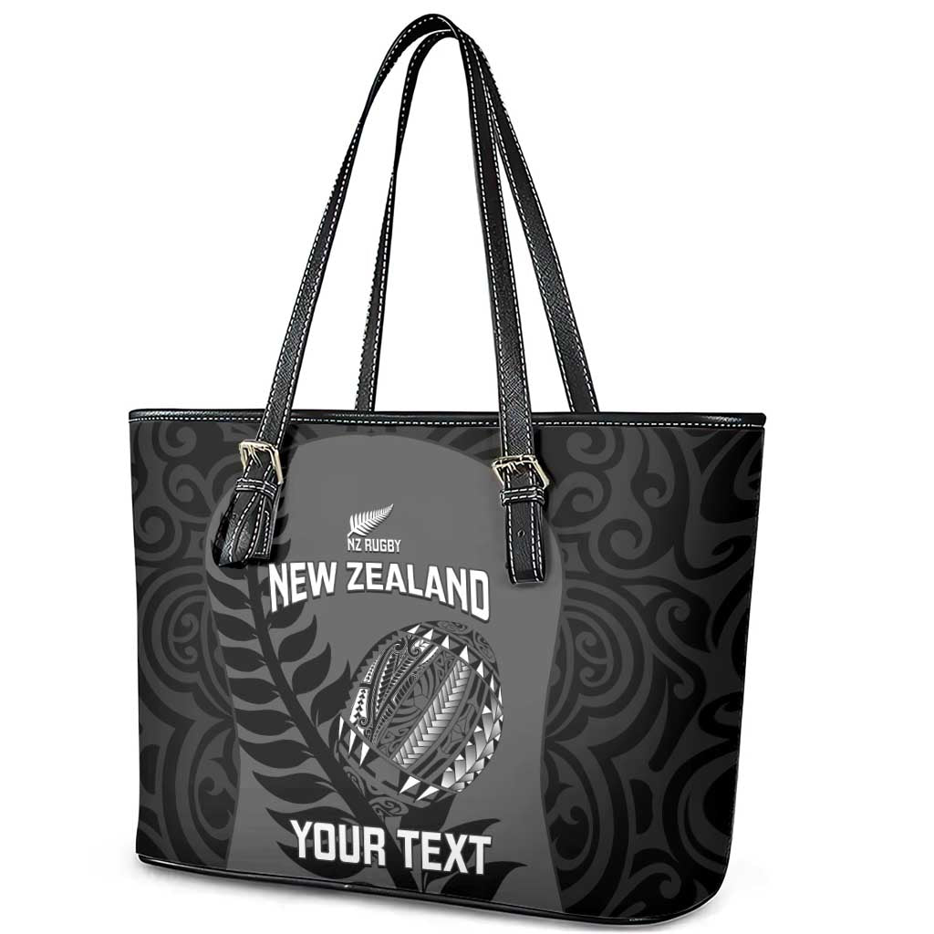 Custom New Zealand Silver Fern Rugby 2025 Leather Tote Bag Go Champions Aotearoa Maori Black LT14 - Polynesian Pride