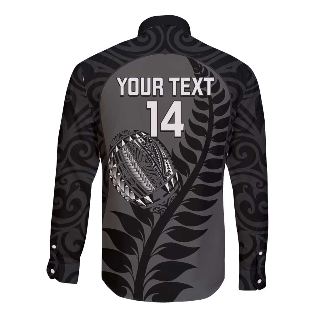 Custom New Zealand Silver Fern Rugby 2025 Long Sleeve Button Shirt Go Champions Aotearoa Maori Black LT14 - Polynesian Pride