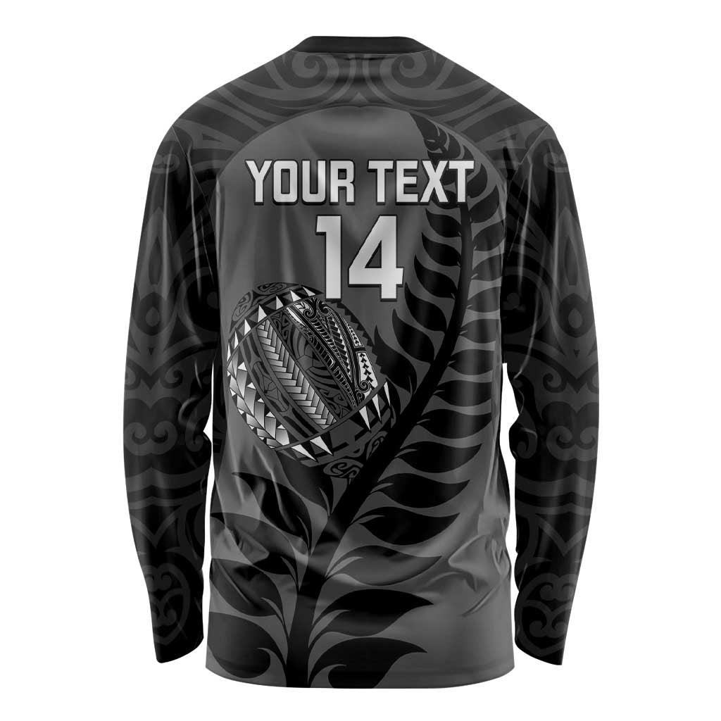 Custom New Zealand Silver Fern Rugby 2025 Long Sleeve Shirt Go Champions Aotearoa Maori Black LT14 - Polynesian Pride
