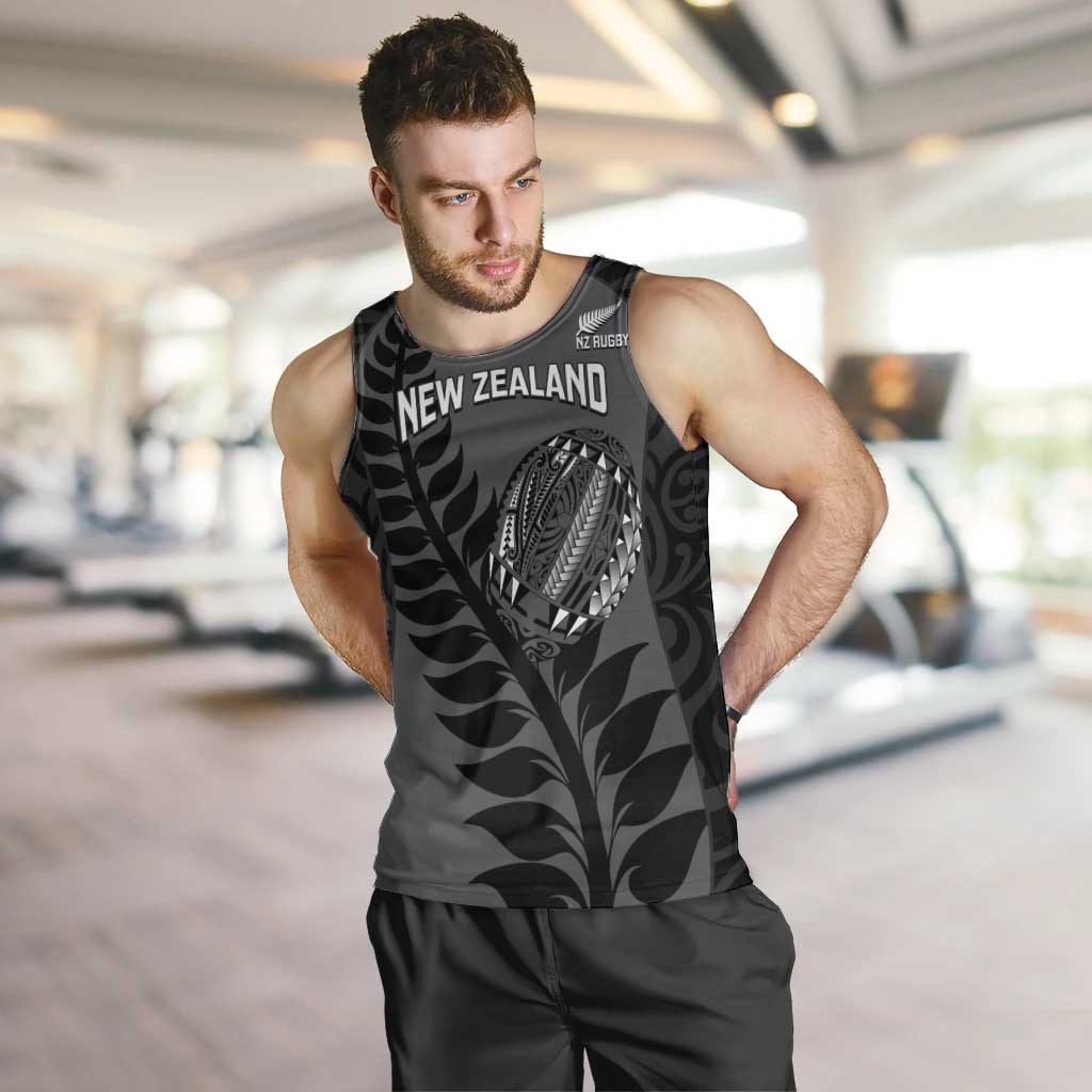 Custom New Zealand Silver Fern Rugby 2025 Men Tank Top Go Champions Aotearoa Maori Black LT14 Black - Polynesian Pride