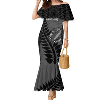 Custom New Zealand Silver Fern Rugby 2025 Mermaid Dress Go Champions Aotearoa Maori Black LT14 Women Black - Polynesian Pride