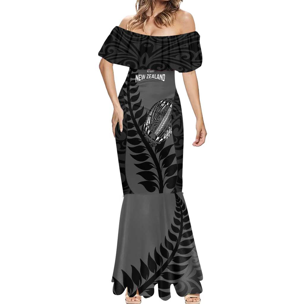 Custom New Zealand Silver Fern Rugby 2025 Mermaid Dress Go Champions Aotearoa Maori Black LT14 - Polynesian Pride
