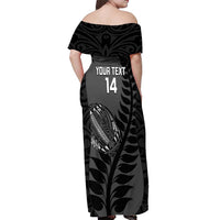 Custom New Zealand Silver Fern Rugby 2025 Off Shoulder Maxi Dress Go Champions Aotearoa Maori Black LT14 - Polynesian Pride