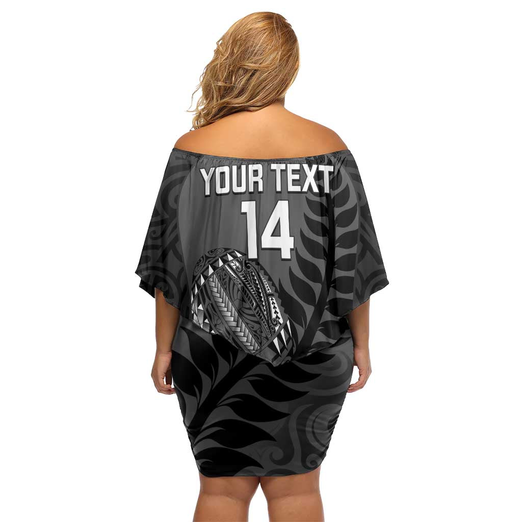 Custom New Zealand Silver Fern Rugby 2025 Off Shoulder Short Dress Go Champions Aotearoa Maori Black LT14 - Polynesian Pride