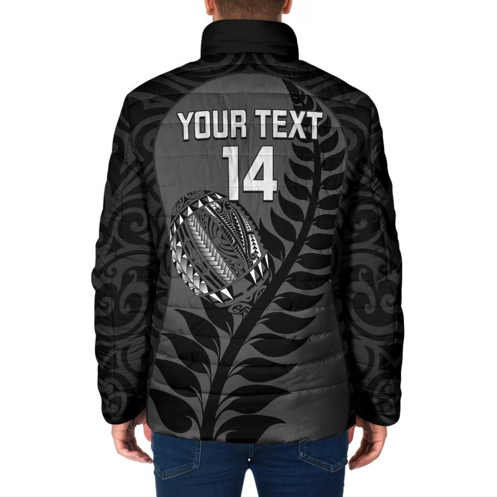 Custom New Zealand Silver Fern Rugby 2025 Padded Jacket Go Champions Aotearoa Maori Black LT14 - Polynesian Pride