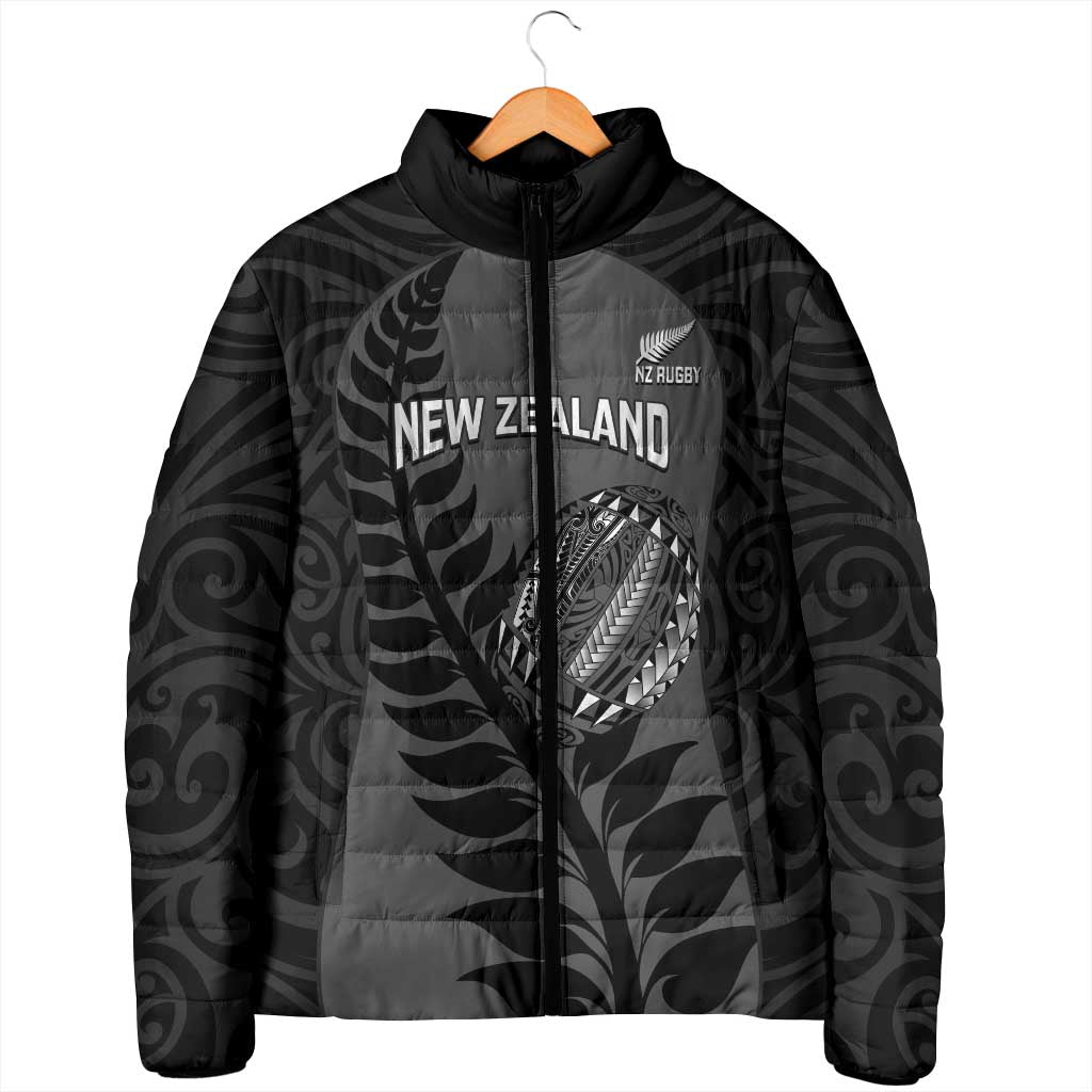 Custom New Zealand Silver Fern Rugby 2025 Padded Jacket Go Champions Aotearoa Maori Black LT14 - Polynesian Pride