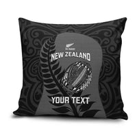 Custom New Zealand Silver Fern Rugby 2025 Pillow Cover Go Champions Aotearoa Maori Black LT14 Black - Polynesian Pride