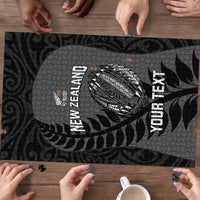 Custom New Zealand Silver Fern Rugby 2025 Puzzle Go Champions Aotearoa Maori Black LT14 - Polynesian Pride