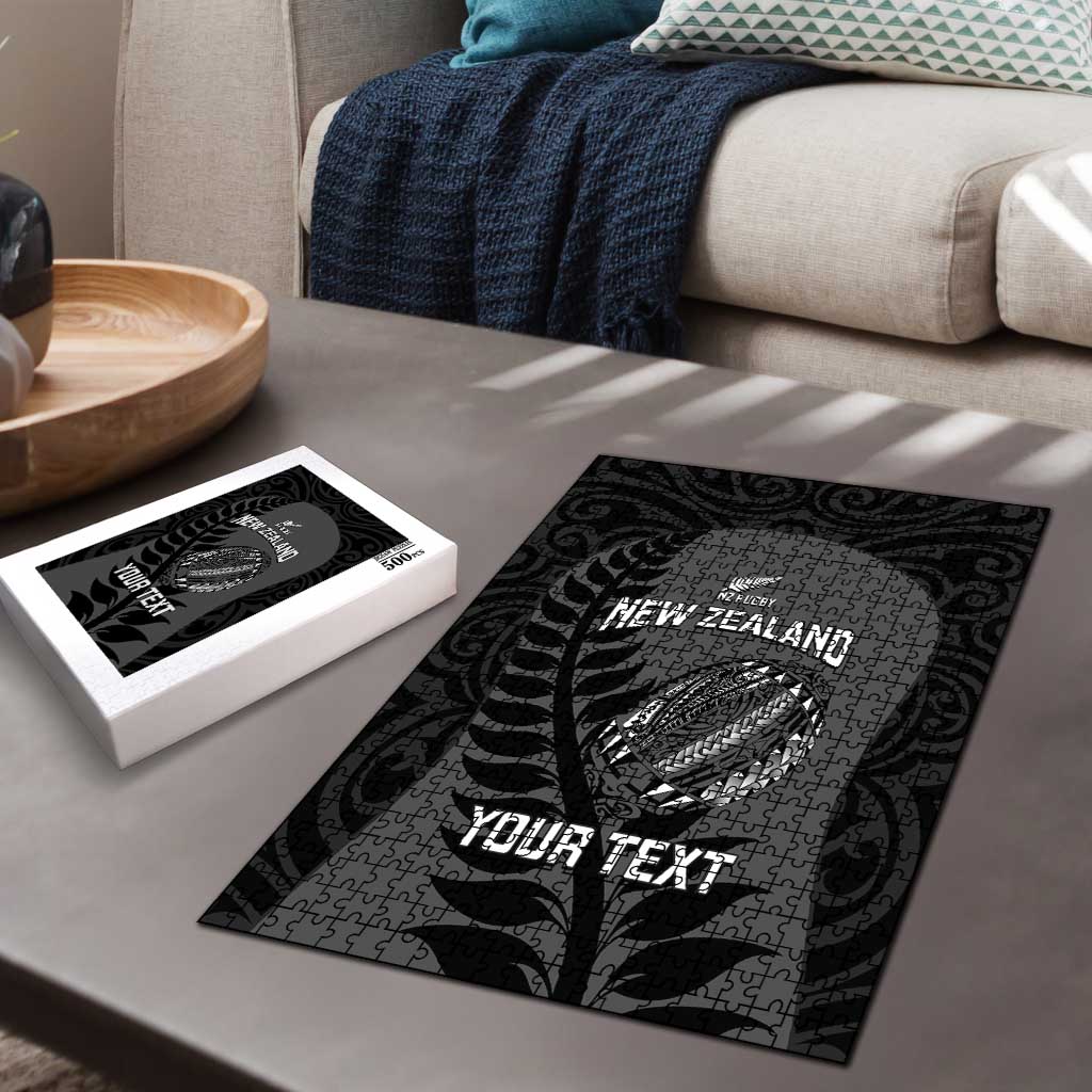 Custom New Zealand Silver Fern Rugby 2025 Puzzle Go Champions Aotearoa Maori Black LT14 - Polynesian Pride