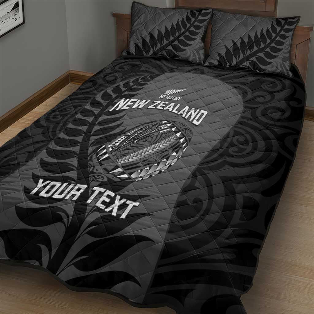 Custom New Zealand Silver Fern Rugby 2025 Quilt Bed Set Go Champions Aotearoa Maori Black LT14 - Polynesian Pride