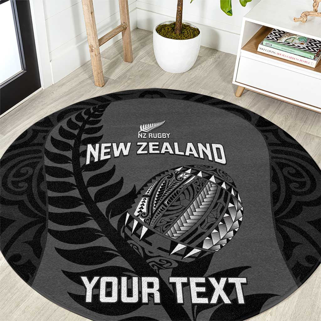 Custom New Zealand Silver Fern Rugby 2025 Round Carpet Go Champions Aotearoa Maori Black LT14 Black - Polynesian Pride