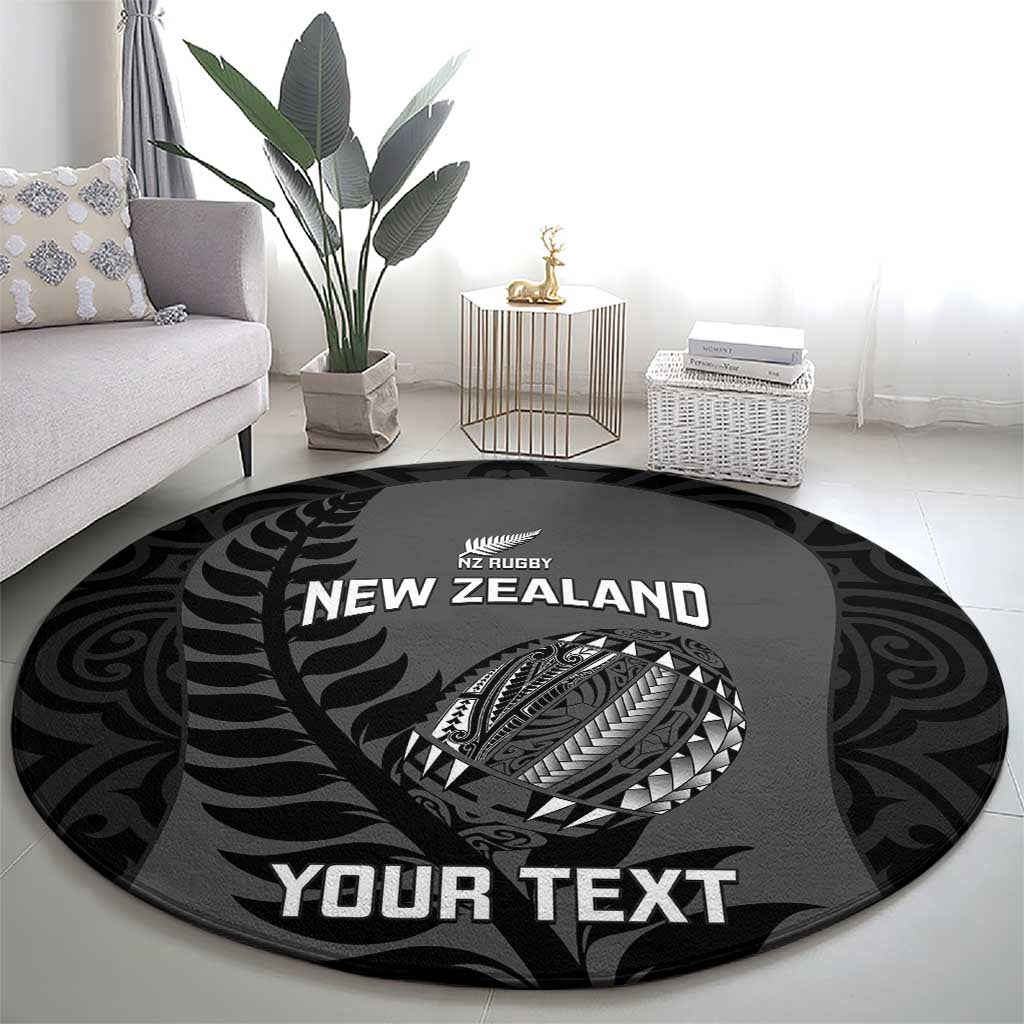 Custom New Zealand Silver Fern Rugby 2025 Round Carpet Go Champions Aotearoa Maori Black LT14 - Polynesian Pride