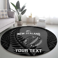 Custom New Zealand Silver Fern Rugby 2025 Round Carpet Go Champions Aotearoa Maori Black LT14 - Polynesian Pride