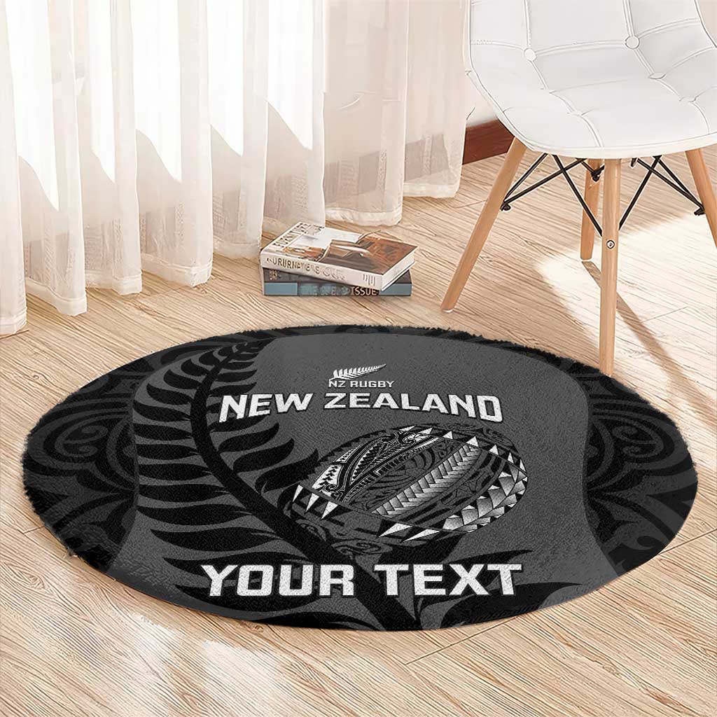 Custom New Zealand Silver Fern Rugby 2025 Round Carpet Go Champions Aotearoa Maori Black LT14 - Polynesian Pride