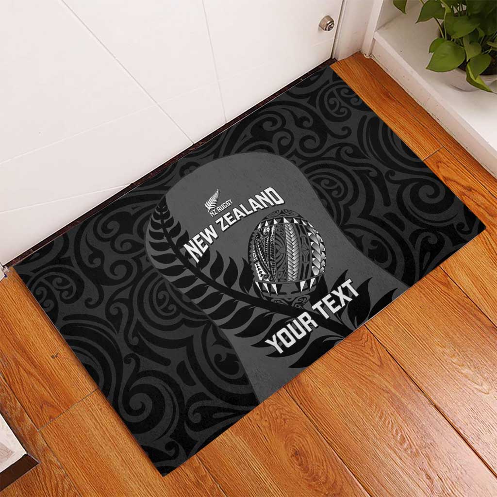 Custom New Zealand Silver Fern Rugby 2025 Rubber Doormat Go Champions Aotearoa Maori Black LT14 - Polynesian Pride