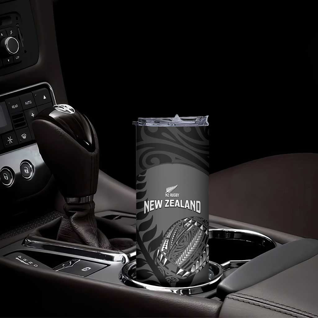 Custom New Zealand Silver Fern Rugby 2025 Skinny Tumbler Go Champions Aotearoa Maori Black LT14 - Polynesian Pride