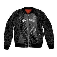Custom New Zealand Silver Fern Rugby 2025 Sleeve Zip Bomber Jacket Go Champions Aotearoa Maori Black LT14 Unisex Black - Polynesian Pride