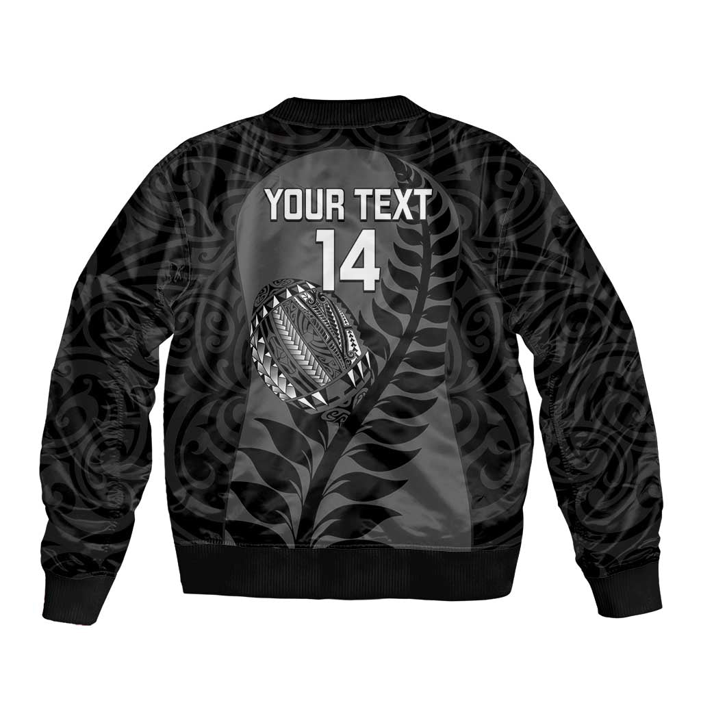 Custom New Zealand Silver Fern Rugby 2025 Sleeve Zip Bomber Jacket Go Champions Aotearoa Maori Black LT14 - Polynesian Pride