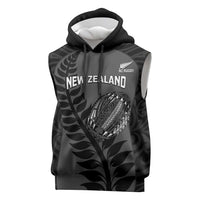 Custom New Zealand Silver Fern Rugby 2025 Sleeveless Hoodie Go Champions Aotearoa Maori Black LT14 Black - Polynesian Pride