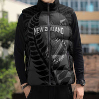 Custom New Zealand Silver Fern Rugby 2025 Sleeveless Puffer Jacket Go Champions Aotearoa Maori Black LT14 - Polynesian Pride