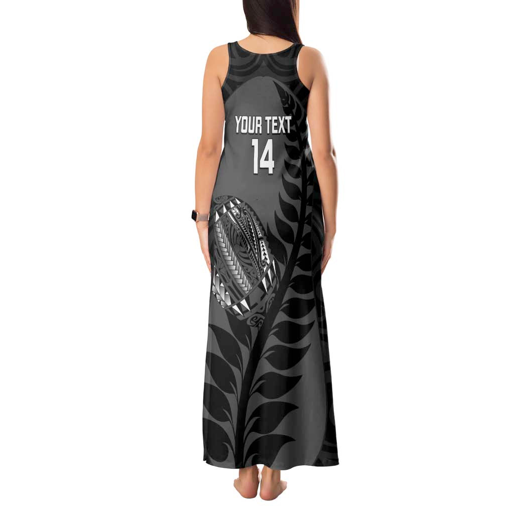 Custom New Zealand Silver Fern Rugby 2025 Tank Maxi Dress Go Champions Aotearoa Maori Black LT14 - Polynesian Pride