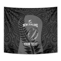 Custom New Zealand Silver Fern Rugby 2025 Tapestry Go Champions Aotearoa Maori Black LT14 - Polynesian Pride