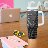 Custom New Zealand Silver Fern Rugby 2025 Tumbler With Handle Go Champions Aotearoa Maori Black LT14 - Polynesian Pride