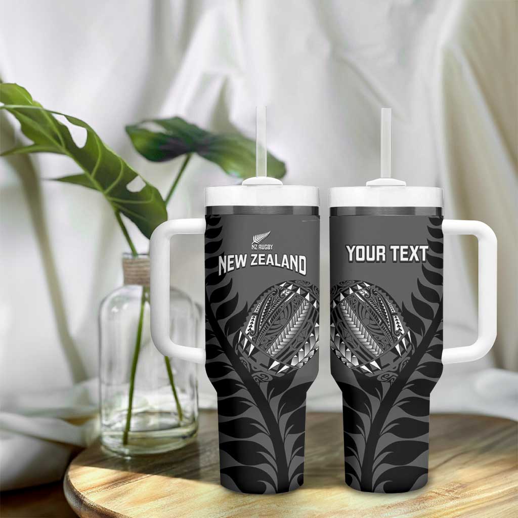 Custom New Zealand Silver Fern Rugby 2025 Tumbler With Handle Go Champions Aotearoa Maori Black LT14 - Polynesian Pride