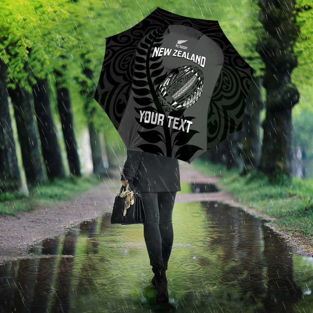 Custom New Zealand Silver Fern Rugby 2025 Umbrella Go Champions Aotearoa Maori Black LT14 - Polynesian Pride