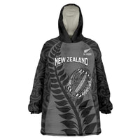 Custom New Zealand Silver Fern Rugby 2025 Wearable Blanket Hoodie Go Champions Aotearoa Maori Black LT14 One Size Black - Polynesian Pride
