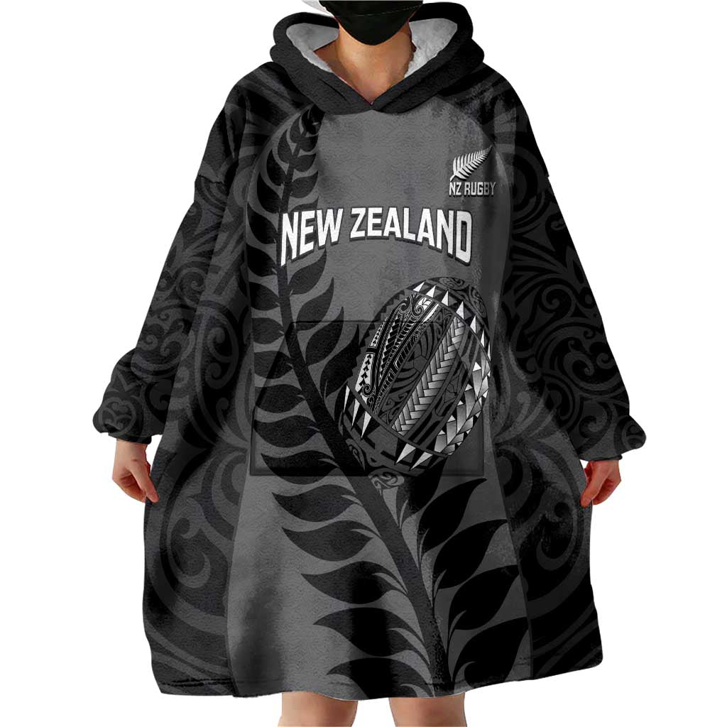 Custom New Zealand Silver Fern Rugby 2025 Wearable Blanket Hoodie Go Champions Aotearoa Maori Black LT14 - Polynesian Pride