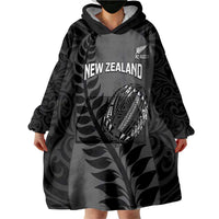 Custom New Zealand Silver Fern Rugby 2025 Wearable Blanket Hoodie Go Champions Aotearoa Maori Black LT14 - Polynesian Pride
