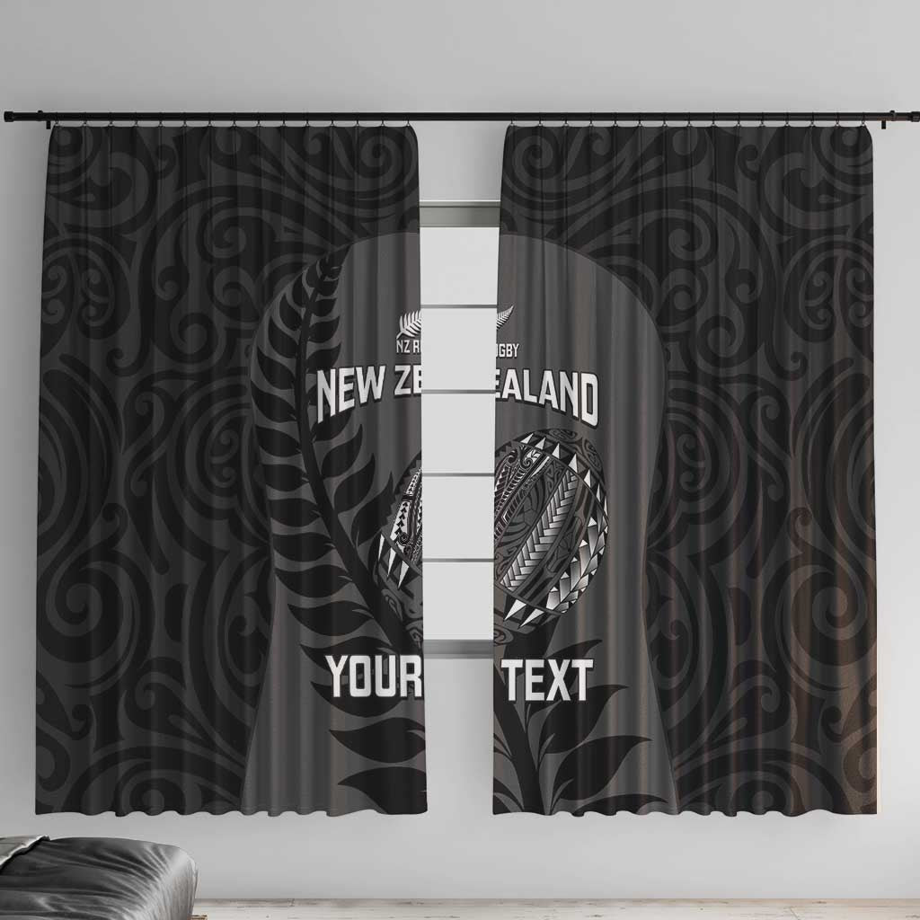 Custom New Zealand Silver Fern Rugby 2025 Window Curtain Go Champions Aotearoa Maori Black LT14 With Hooks Black - Polynesian Pride