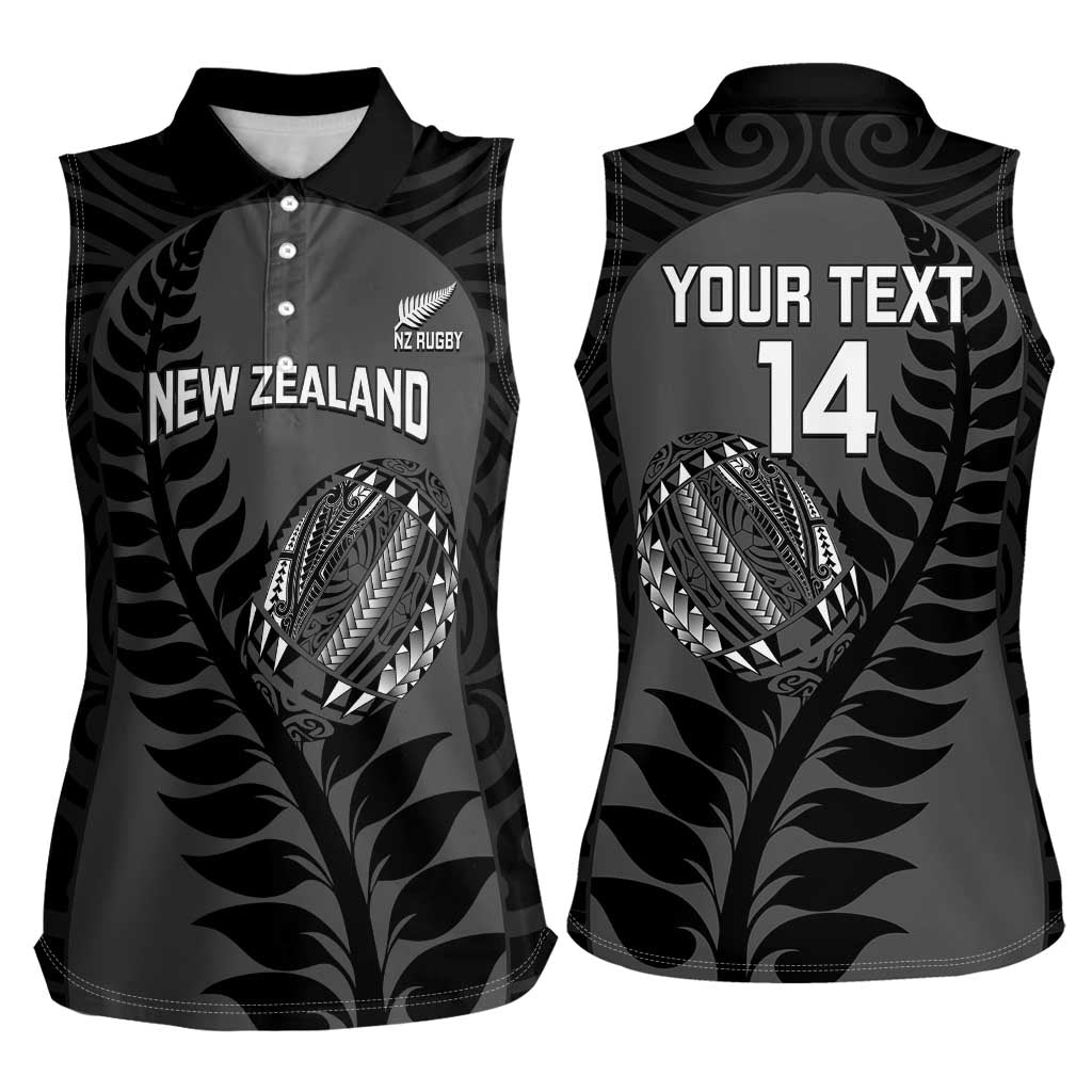 Custom New Zealand Silver Fern Rugby 2025 Women Sleeveless Polo Shirt Go Champions Aotearoa Maori Black LT14 - Polynesian Pride