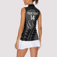 Custom New Zealand Silver Fern Rugby 2025 Women Sleeveless Polo Shirt Go Champions Aotearoa Maori Black LT14 - Polynesian Pride